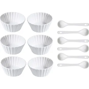 Excellent Sada porcelánových misek se lžičkou 12 ks vlnovka úzká