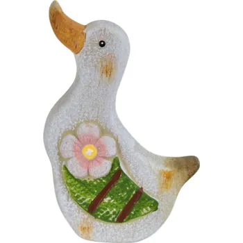 Velikonoční dekorace Husa keramická s květinou 15,5 cm