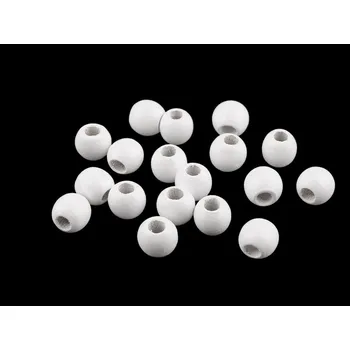 Korálek Dřevěné korálky Ø13 a 14 mm, barva 1 (Ø13 mm) bílá