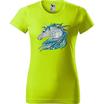 Dámské tričko DOBRÝ TRIKO Dámské tričko s potiskem Hlava koně Barva: Limetková, Velikost: 2XL