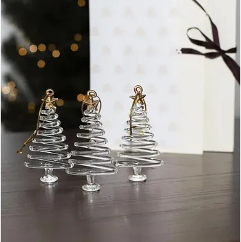 DEKORAČNÍ SKLENĚNÝ STROMEČEK SADA 3 KS