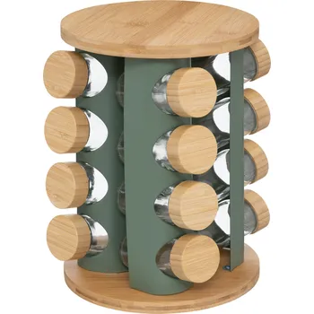 5five Simply Smart Otočný stojan na koření SENSIA, 13 skleniček s bambusovými víčky, zelený