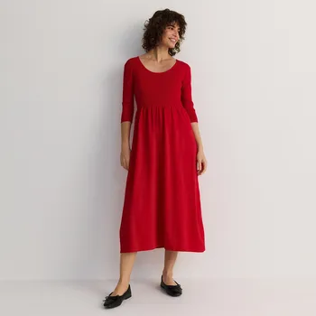 Dámské šaty Reserved - Úpletové midi šaty - červená - WV034-33X - WV034-33X-XS