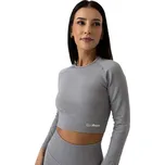 Dámské tričko GymBeam FLO Ribbed CropTop Grey M