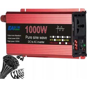 Měnič napětí MĚNIČ NAPĚTÍ NAPĚTÍ 12V na 230V 1000W ČISTÁ SINUSOVÁ AUTOMOBILOVÁ