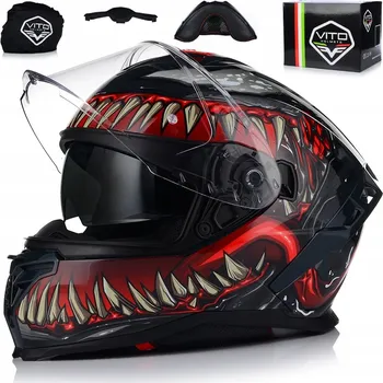 Helma na motorku Motocyklová přilba VITO Presto M vícebarevná integrální ECE R22-06 s clonou