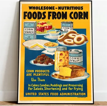Obraz Plakát do kuchyně Vintage Kukuřice bez rámu 50 x 70 cm