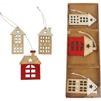 Vánoční dekorace DOMEČEK K ZAVĚŠENÍ SADA 3 KS