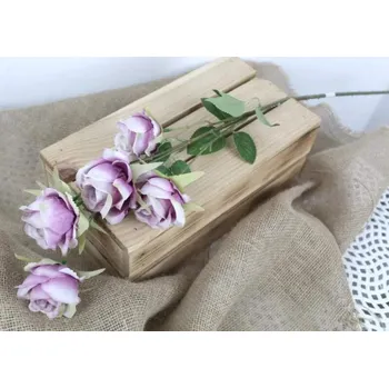 UMĚLÁ RŮŽE 6 KVĚTŮ FIALOVÁ 80 CM