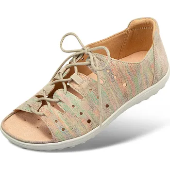 Dámská zdravotní obuv Dámské šněrovací sandály, ražená useň, béžová-multi: 40