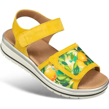 Dámská zdravotní obuv Dámské sandály s pásky na suchý zip, velurová useň, žlutá s citrony: 37