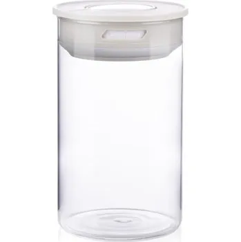 Dóza na potraviny Alpina Skleněná dóza 16,5 cm bílá