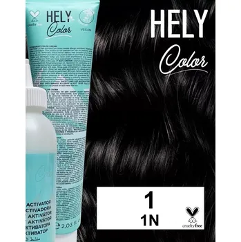 Barva na vlasy Hely Color permanentní barva na vlasy - černá (1/1N) 60 ml