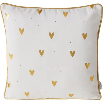 Polštář Boltze Dekorační polštář se zlatým lemem DILARA, 45 x 45 cm, vzor malých srdiček