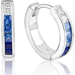 Stříbrné náušnice kruhy s modrými zirkony - Meucci SE411