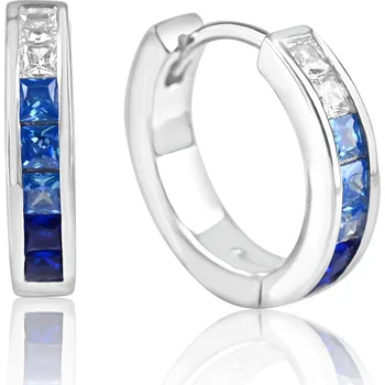 Náušnice Stříbrné náušnice kruhy s modrými zirkony - Meucci SE411
