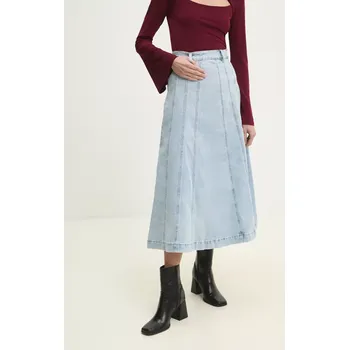 Dámská sukně Džínová sukně Answear.LAB modrá barva, midi, áčková 9069.flk 55X, vel. S