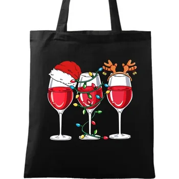 Bavlněná taška Vánoční Vínohrátky (Barva: Černá)