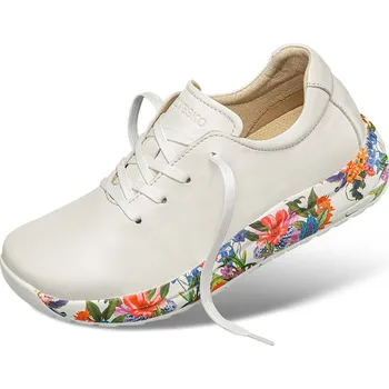 Dámská zdravotní obuv Dámské šněrovací tenisky s květinovým vzorem na podrážce, hladká useň, bílá: 39