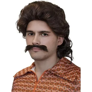 Karnevalová paruka Funiglobal - Paruka a knír 70. let -