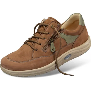 Pánská zdravotní obuv Pánské polobotky se šněrováním i postranním zipem, nubuková useň, hnědá: 47