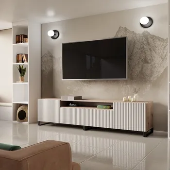 Televizní stolek Televizní stolek frézovaný NOE 200 cm - dub artisan/bílý mat