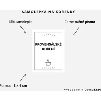Papír PROVENSÁLSKÉ KOŘENÍ - Samolepka na kořenky 3 x 4 cm - DomaLEP varianta: BÍLÁ - tučné písmo