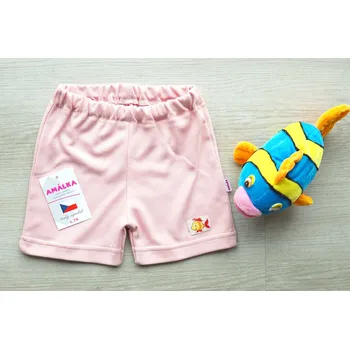 AMÁLKA Bavlněné kraťasy, pudrově růžové, výšivka Velikost: 62-68