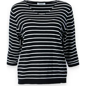 Dámský svetr Svetřík proužek s 3/4 rukávem 23083 Damod barva: černá, velikost: L