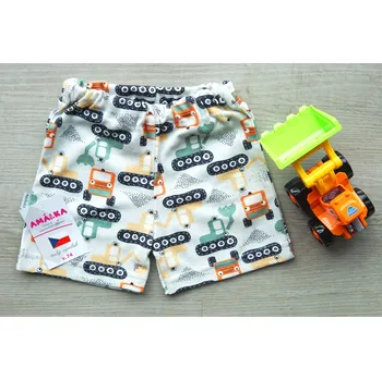 AMÁLKA Bavlněné kraťasy, žluté bagry Velikost: 74-80