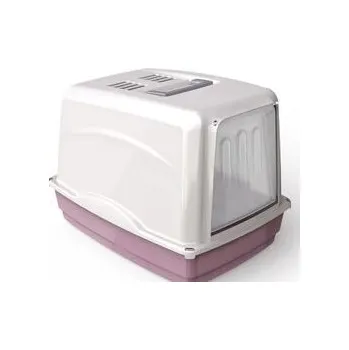 Toaleta pro kočku Vicky WC kryté pro kočky 54 x 39 x 39 cm s filtrem růžové 3220