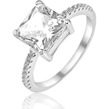 Prsten Stříbrný prsten s čirým hranatým zirkonem - Meucci SR167 Velikost: 54