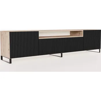 Televizní stolek NOE frézovaný TV stolek 200 cm - dub artisan/černý mat