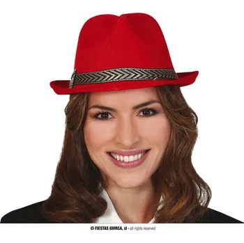 Karnevalový doplněk Guirca Fiestas Španělsko Gangsterský klobouk červený