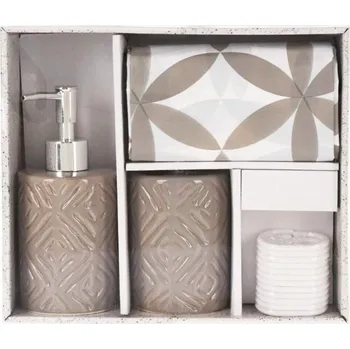 Dávkovač mýdla Homestyling Koupelnové doplňky sada 3 ks hnědá