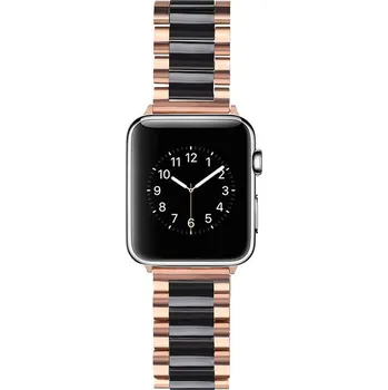 Řemínek na hodinky AW Keramický dvoubarevný řemínek na Apple Watch - Rose gold / černý Šířka uchycení řemínku: 44/45/46/49mm, Barva: Rosegold-černá IR-AWKER07