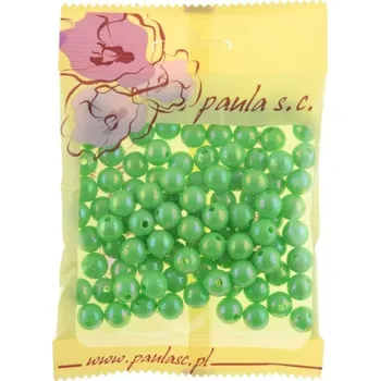 Dětské navlékací korálky Kulaté korálky 10mm, 50g opalizující, sv.zelené