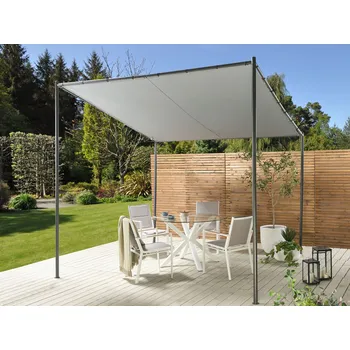 Zahradní altán Pergola šedá polyester ocel 282 x 294 cm látkové stínidlo kovová konstrukce zahradní altán Beliani