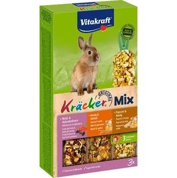 Krmivo pro hlodavce Vitakraft CHOVEX Vitakraft KRÄCKER® Mix králík popkorn & lesní ovoce & med 3x 56g