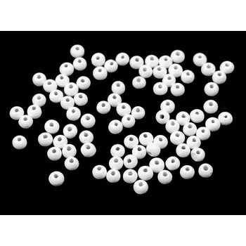 Dětské navlékací korálky Dřevěné korálky Ø5-6 mm, malé, 6 bílá