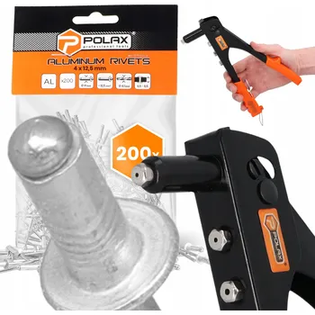 Nýt RUČNÍ Nýtovačka 2,4-4,8 mm + 200x Trhací Nýty 4,8x12,5 mm Hliníkové Oc 9T
