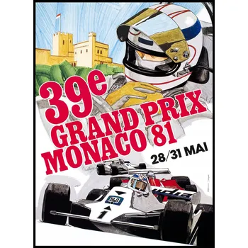 Obraz Plakát Grand Prix Monaka 1981 bez rámu 50 x 70 cm