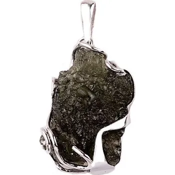 Přívěsek vltavín - stříbrný přívěsek (4-0138V) povrchová úprava: rhodiované