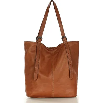 Kabelka MARCO MAZZINI Hnědá kožená prostorná shopper kabelka (v201b) Velikost: ONE SIZE