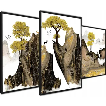 Obraz Plakát Krásný obraz - triptych plakáty hory zlato bez rámu 40 x 50 cm