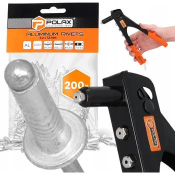 Nýt RUČNÍ NÝTOVAČ 2,4-4,8 mm 200x TRHACÍ NÝTY 3,2x12 Hliníkový Pozink N 9T