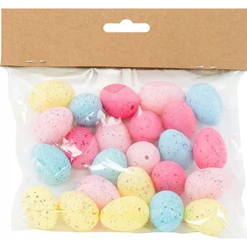 Velikonoční dekorace Velikonoční vajíčka - 4 barvy - Plastové skořápky - 3 cm - balení 24 ks