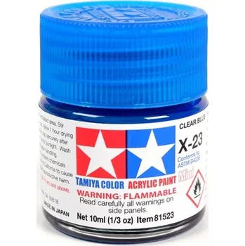 Modelářská barva MODELÁŘSKÁ BARVA AKRYLOVÁ MODRÁ TAMIYA 10ml X-23 PRŮHLEDNÁ MODRÁ