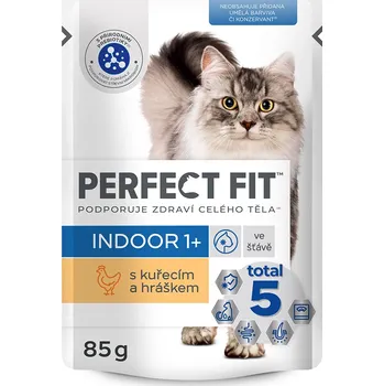 Krmivo pro kočku PERFECT FIT Indoor kapšička kuře s hráškem 85 g