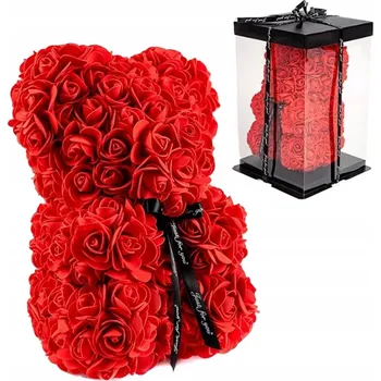 umělá květina Medvídek z růží Przydasie.pl z okvětních lístků růží 25 cm PE moderní